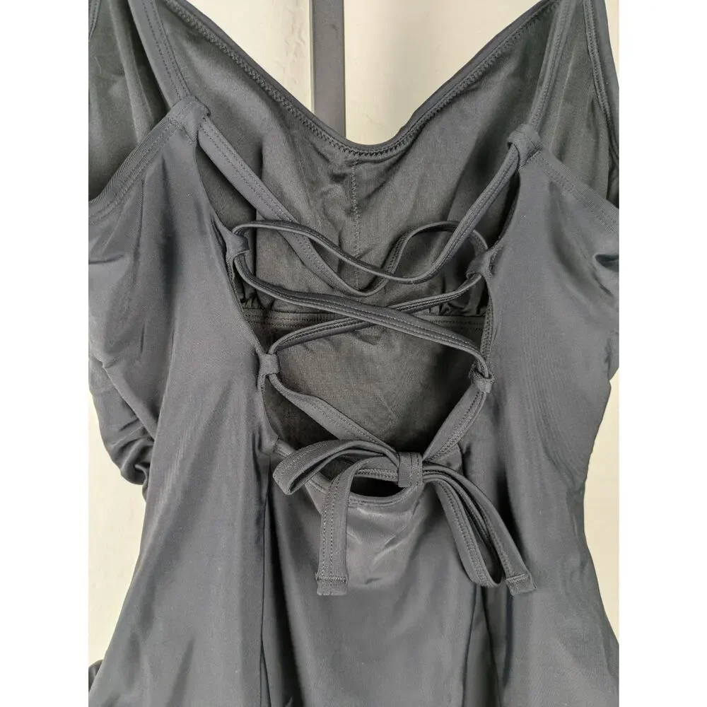 Cupshe black Alluring One-Piece Swimsuit with Lace-Up Back Detail - Picture 7 of 9